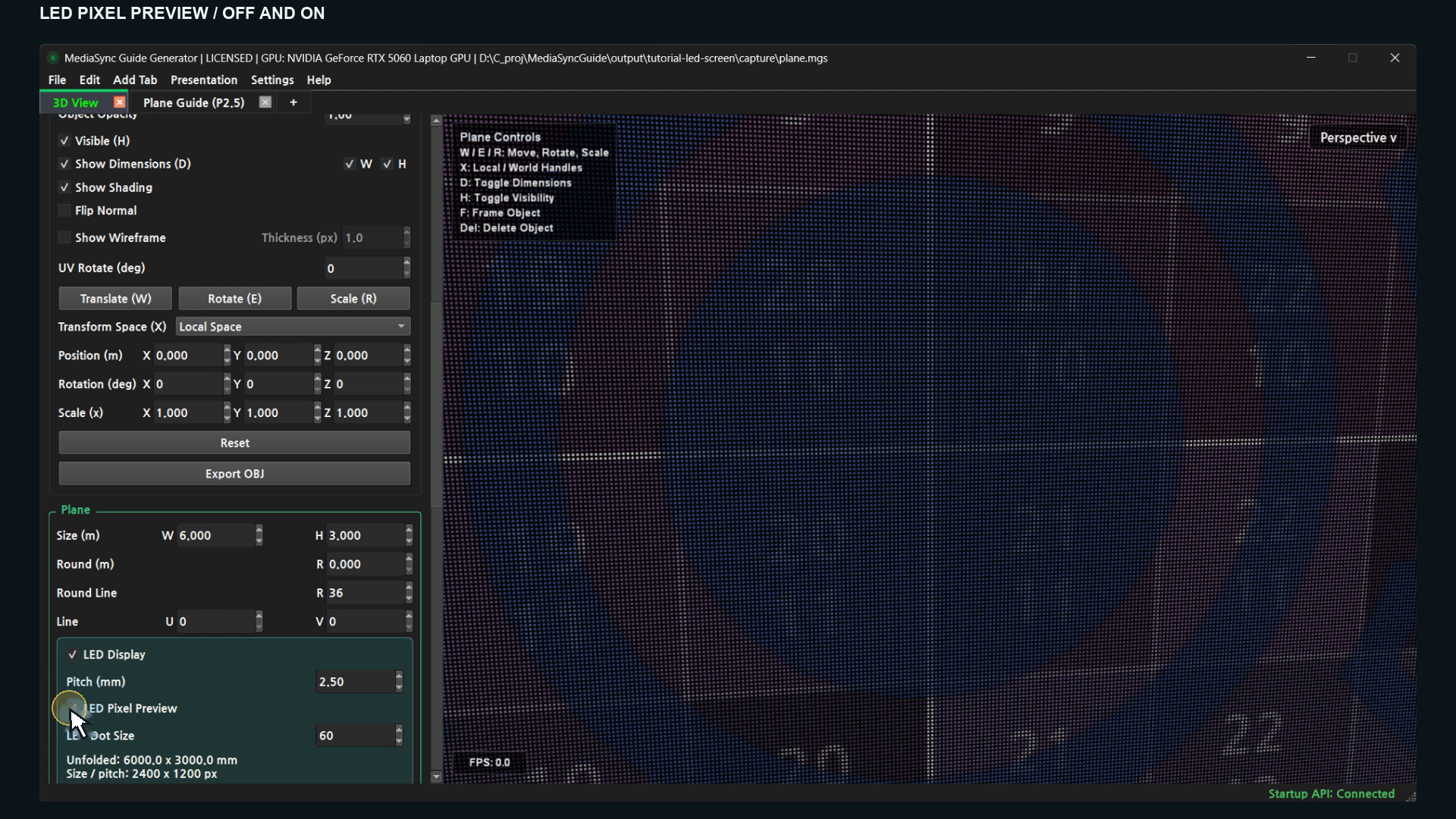 LED Pixel Preview ON · P2.5 점 배열