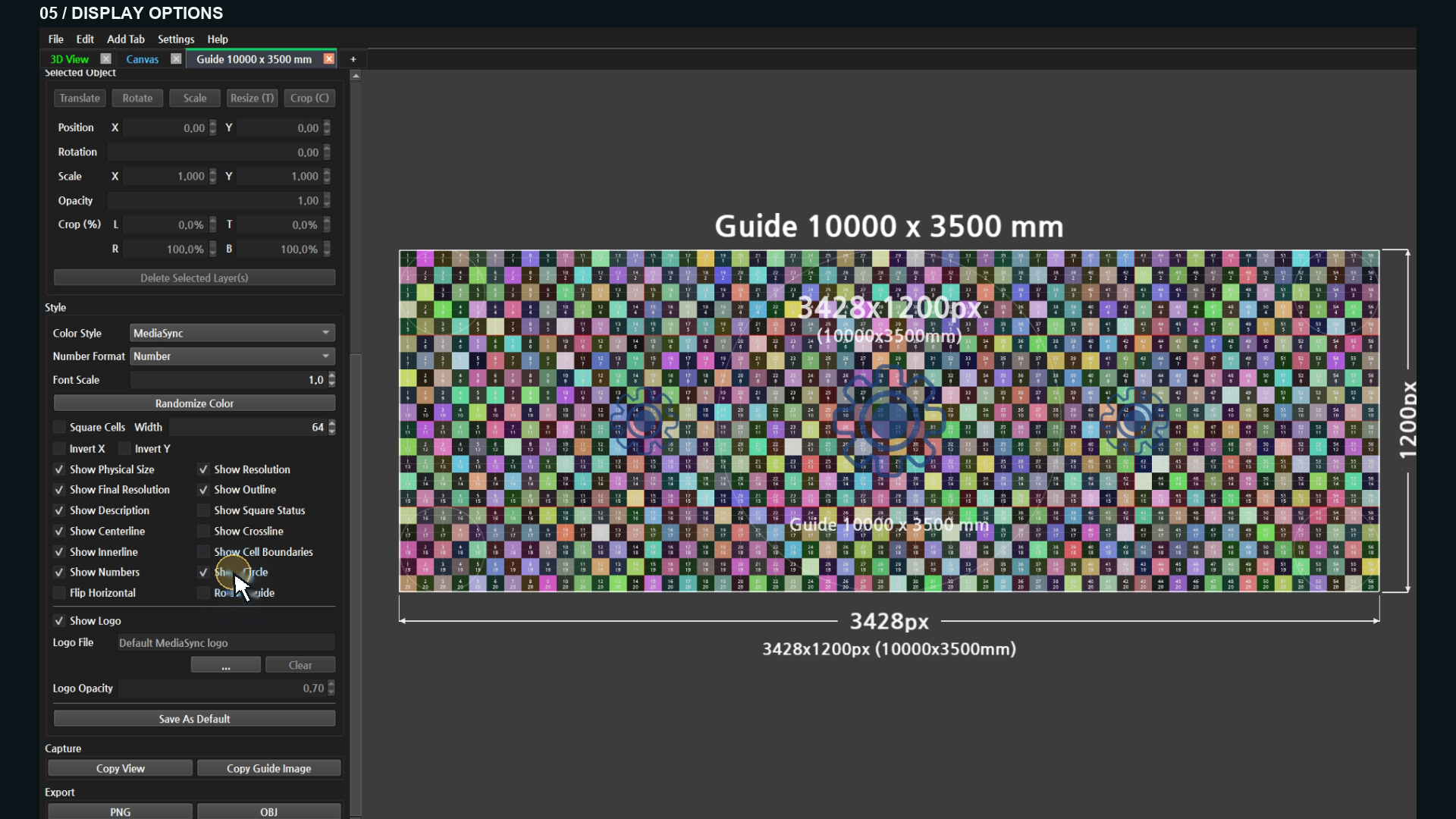 Show Circle and display options