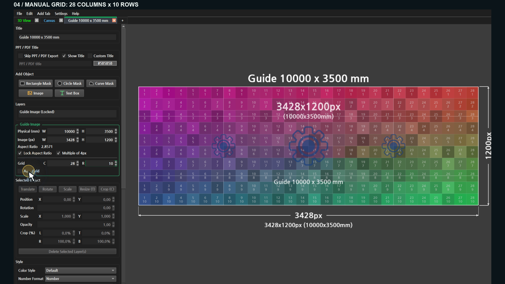 Manual grid: C 28 / R 10