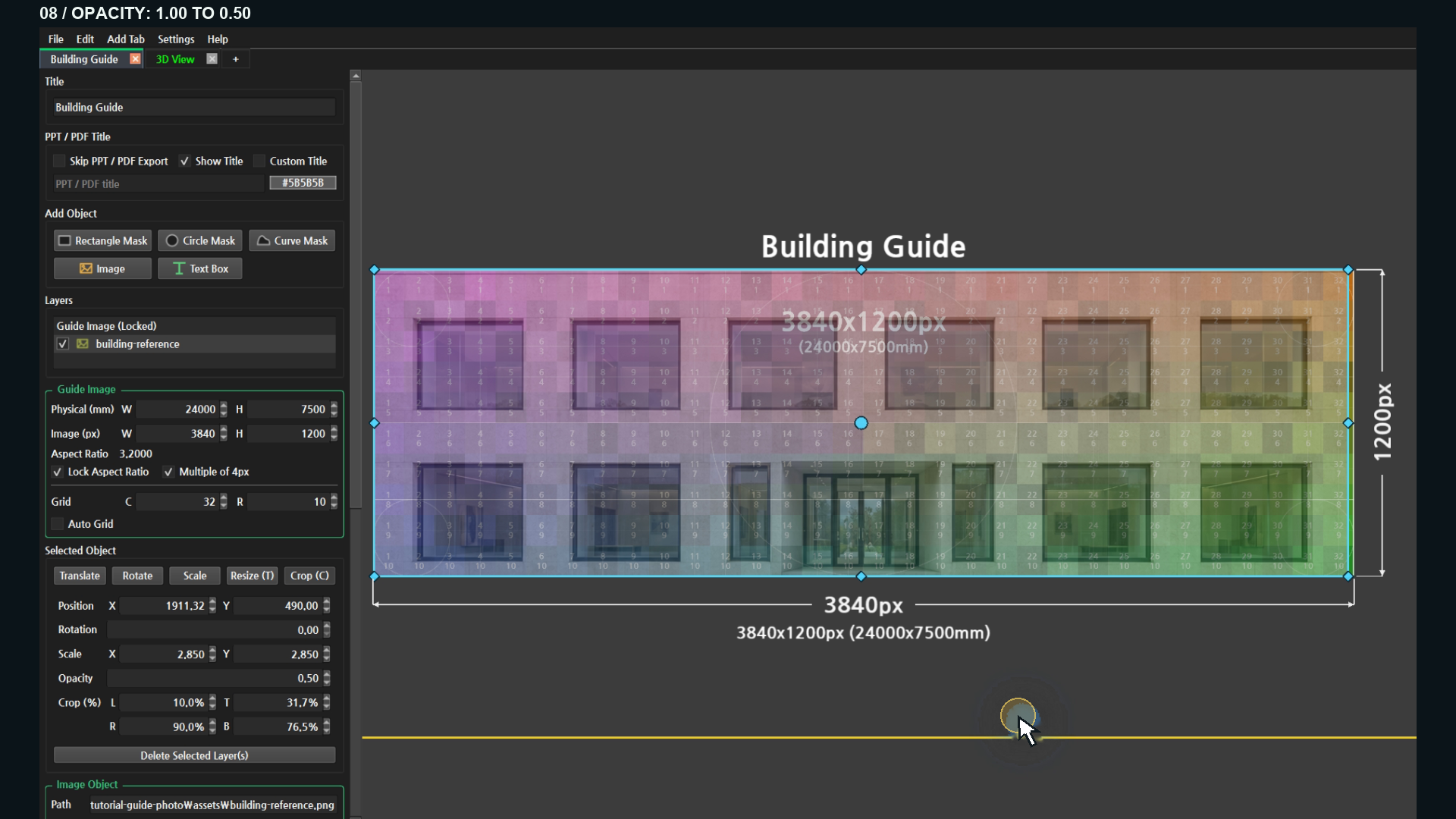 Blend the photo with the grid