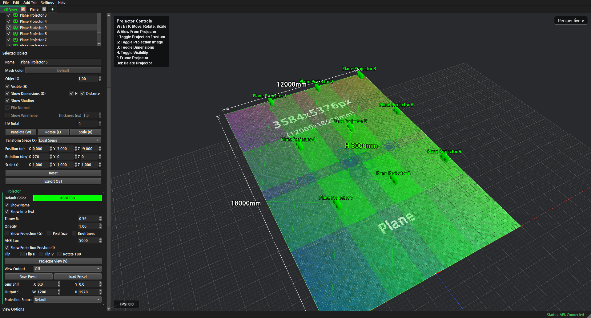 Floor projection with 3 rows × 3 columns after clicking OK