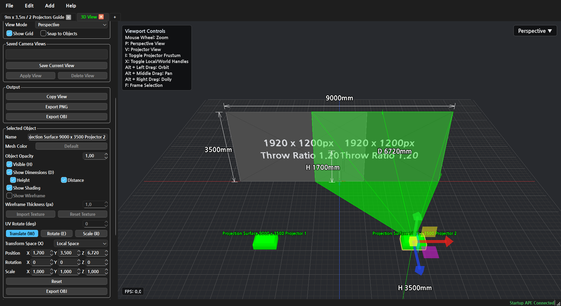 3D View 프로젝터 2대 배치 화면